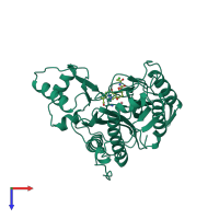 PDB entry 1b6a coloured by chain, top view.