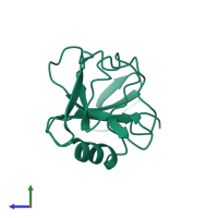 PDB entry 1b6e coloured by chain, side view.