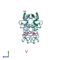 PDB entry 1b6m coloured by chain, side view.