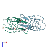 PDB entry 1b6m coloured by chain, top view.