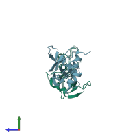 PDB entry 1b6v coloured by chain, side view.