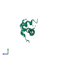 PDB entry 1b6w coloured by chain, side view.