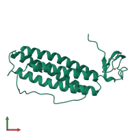 PDB entry 1b71 coloured by chain, front view.