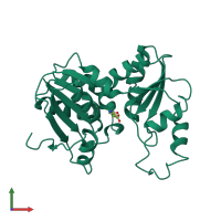 PDB entry 1b74 coloured by chain, front view.