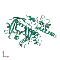 PDB entry 1b7e coloured by chain, front view.