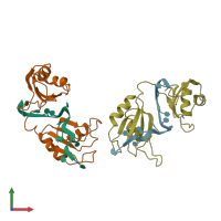 PDB entry 1b7f coloured by chain, front view.