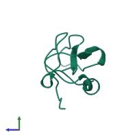PDB entry 1b7k coloured by chain, side view.