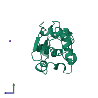 PDB entry 1b7s coloured by chain, side view.