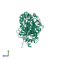 PDB entry 1b7u coloured by chain, side view.