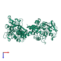 PDB entry 1b7u coloured by chain, top view.