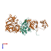 PDB entry 1b7y coloured by chain, top view.