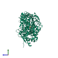 PDB entry 1b7z coloured by chain, side view.