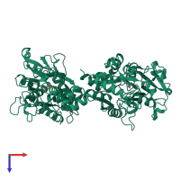 PDB entry 1b7z coloured by chain, top view.