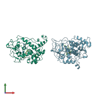 PDB entry 1b80 coloured by chain, front view.