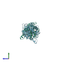 PDB entry 1b82 coloured by chain, side view.