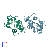 PDB entry 1b8c coloured by chain, top view.