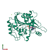 PDB entry 1b8n coloured by chain, front view.