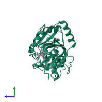 PDB entry 1b8n coloured by chain, side view.