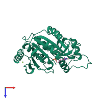 PDB entry 1b8n coloured by chain, top view.