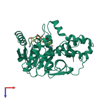 PDB 1b8v coloured by chain and viewed from the top.