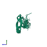 PDB entry 1b8w coloured by chain, ensemble of 20 models, side view.
