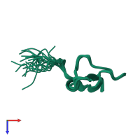 PDB entry 1b8w coloured by chain, ensemble of 20 models, top view.