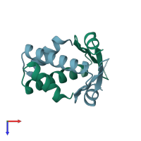 PDB entry 1b8z coloured by chain, top view.