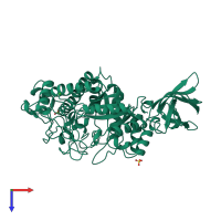 Monomeric assembly 1 of PDB entry 1b90 coloured by chemically distinct molecules, top view.
