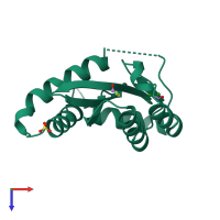 PDB entry 1b92 coloured by chain, top view.