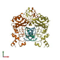 PDB entry 1b94 coloured by chain, front view.
