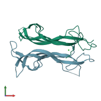 PDB entry 1b98 coloured by chain, front view.