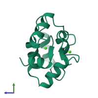 PDB entry 1b9a coloured by chain, side view.