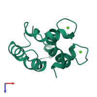 PDB entry 1b9a coloured by chain, top view.