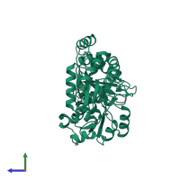 PDB entry 1b9h coloured by chain, side view.