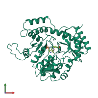 PDB entry 1b9i coloured by chain, front view.