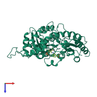 PDB entry 1b9i coloured by chain, top view.