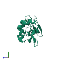 PDB entry 1b9o coloured by chain, side view.