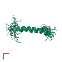 PDB entry 1b9q coloured by chain, ensemble of 19 models, top view.