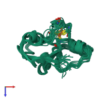 PDB entry 1b9r coloured by chain, ensemble of 15 models, top view.