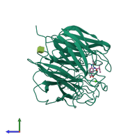 PDB entry 1b9s coloured by chain, side view.