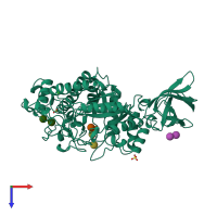 PDB entry 1b9z coloured by chain, top view.