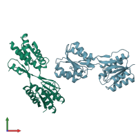 PDB entry 1ba2 coloured by chain, front view.