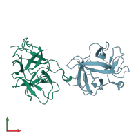 PDB entry 1ba7 coloured by chain, front view.