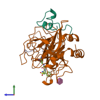 PDB entry 1ba8 coloured by chain, side view.