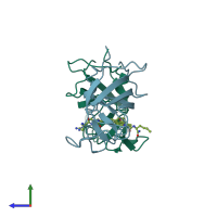 PDB entry 1bai coloured by chain, side view.