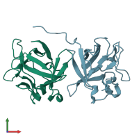 PDB entry 1bar coloured by chain, front view.