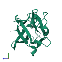PDB entry 1bas coloured by chain, side view.
