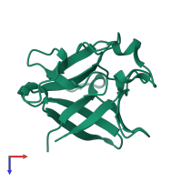 Fibroblast growth factor 2 in PDB entry 1bas, assembly 1, top view.