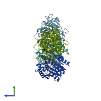 PDB entry 1bav coloured by chain, side view.