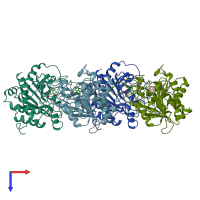 PDB entry 1bav coloured by chain, top view.